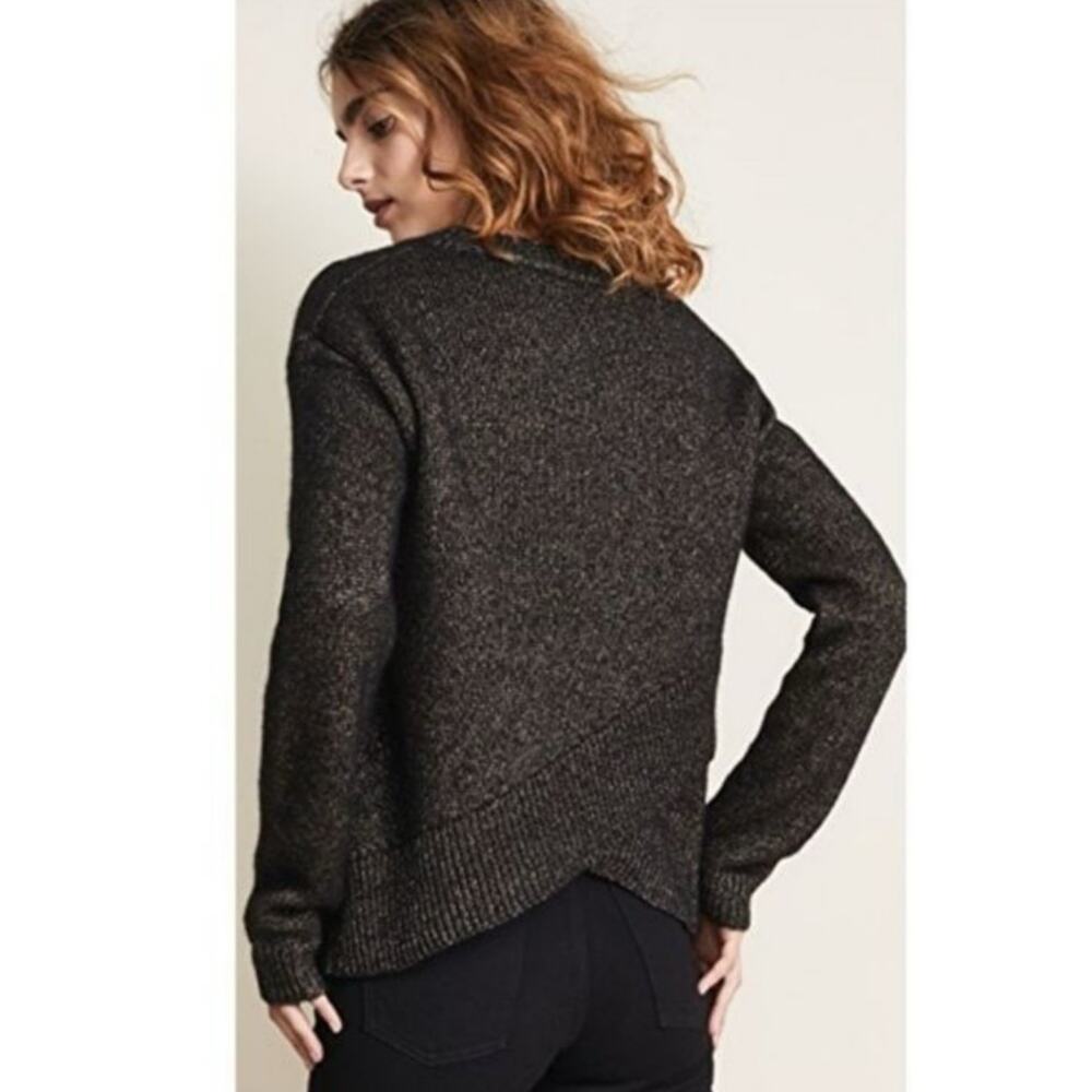 A.L.C. Bowen Cross Back SOFT Merino Wool Alpaca Black Gold Metallic Sweater S - Picture 4 of 10